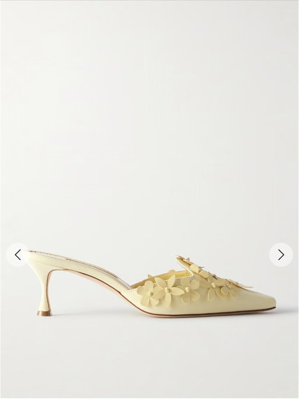 BRAND NEW NEVER USED- Manolo Blahnik Yellow Harnes Floral Suede Mule, Size 41 - Picture 3 of 8